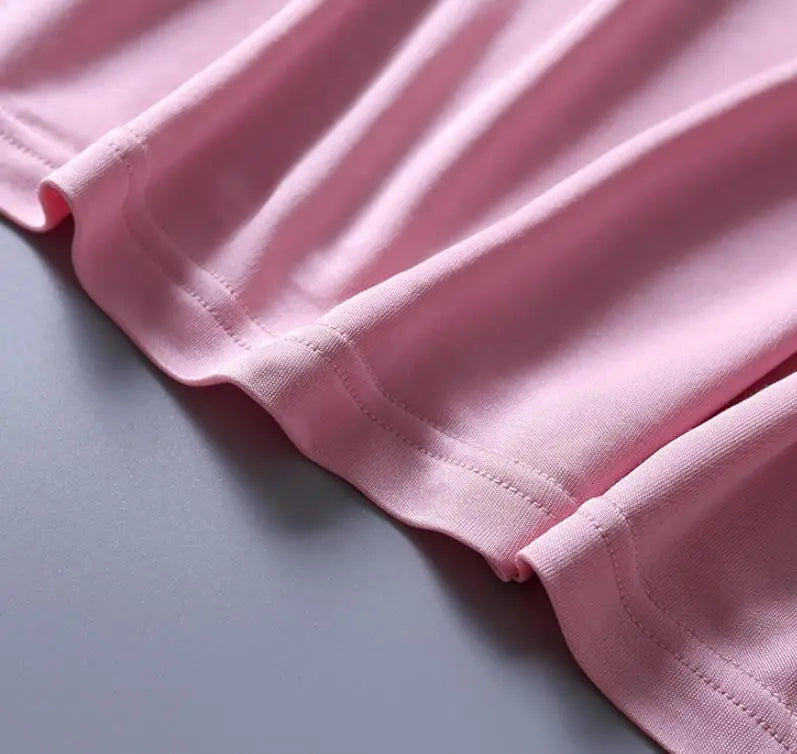 Women's Spring Summer Thin 100% Natural Silk T-Shirt Female Elastic Casual Breathable Summer Plus Size Silk Shirt Tops TB1168
