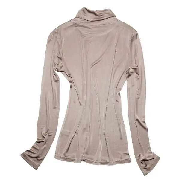 Women's Silk Turtleneck Basic Tees Tops Female Elastic Silk Shirt TB1158