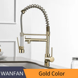 Gold Kitchen Faucets Gold Torneira Para Cozinha Faucet for Kitchen Sink Single Pull Out Spring Spout Mixers Hot Cold Water Tap