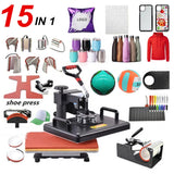 15 In 1 Heat Press Machine,Sublimation Printer/Shoe Transfer Machine Pen Heat Press For Mug/Cap/Football/Bottle/Pen/Shoe/T Shirt