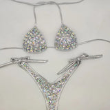 2021 Venus Vacation latest design high quality sexy girl rhinestones pink bling bikini swimwear