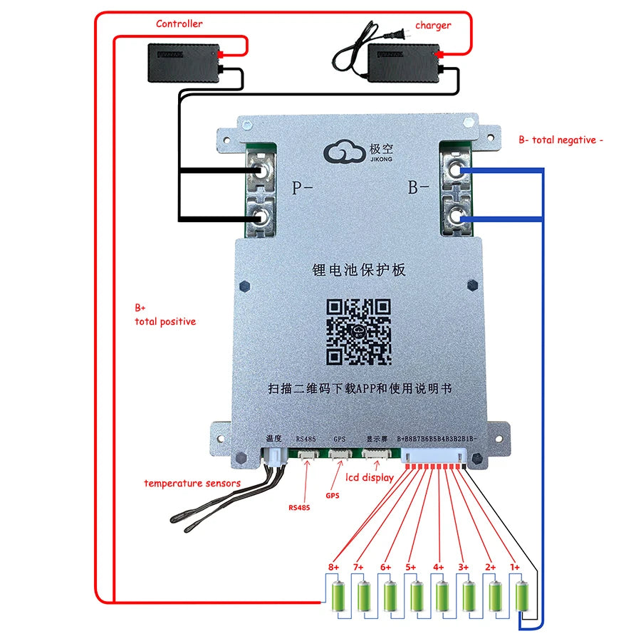 Jikong JK 4S 8S 100A 300A Active Balance 2A Smart BMS Battery Protection Board RS485 CAN Bluetooth Lifepo4 3S 7S li-ion 24V 12V