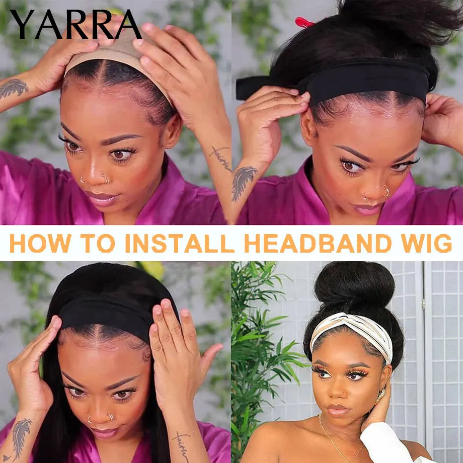 Afro Kinky Curly Headband Wig Human Hair Brazilian Curly Remy Afro Kinky Headband Wig For Black Women Machine Made No Glue Yarra