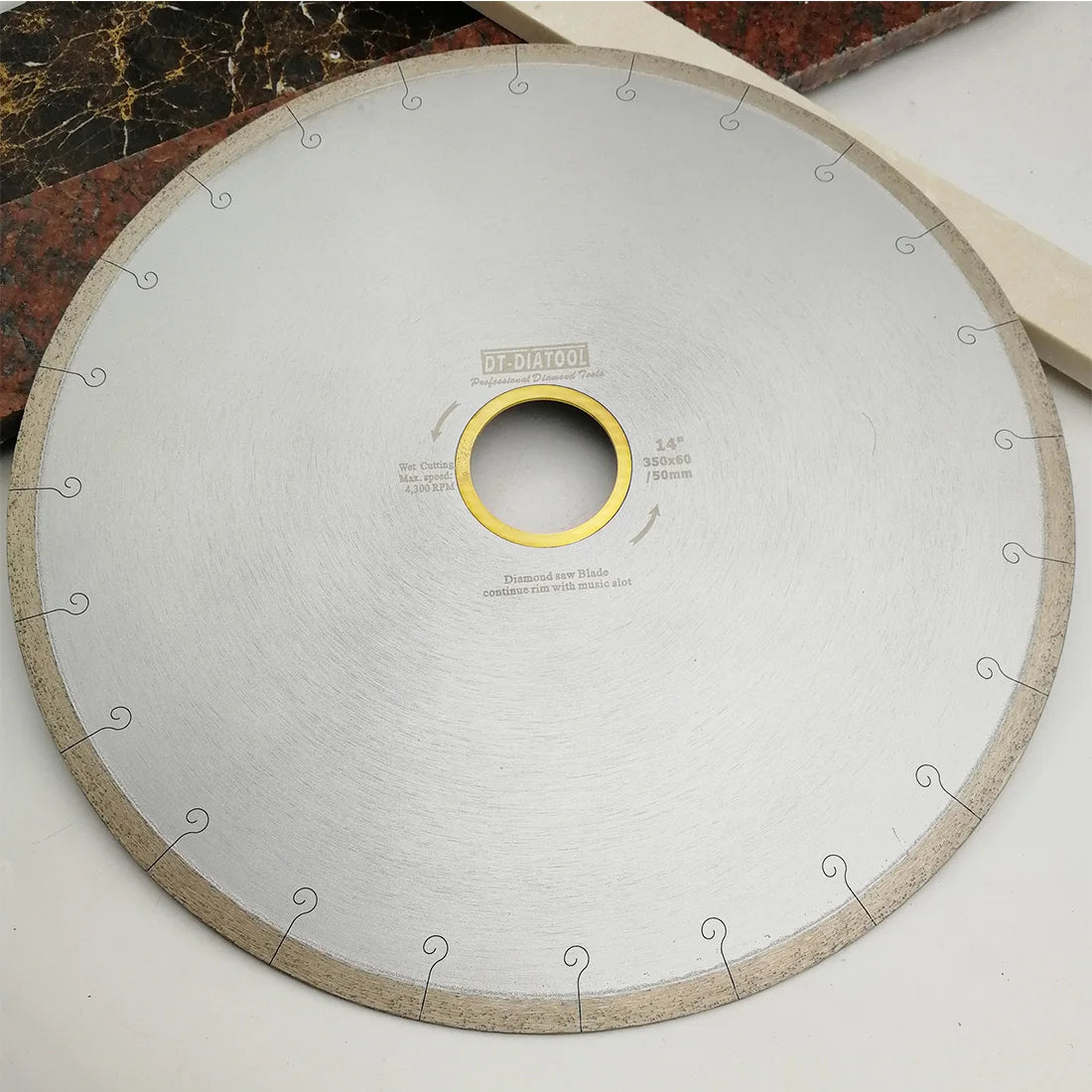 DT-DIATOOL 2pcs 200/350MM Wet Diamond Ceramic Cutting Disc Saw Blades With Hook Slot Bore 60mm with 50mm reducer for Tile Marble