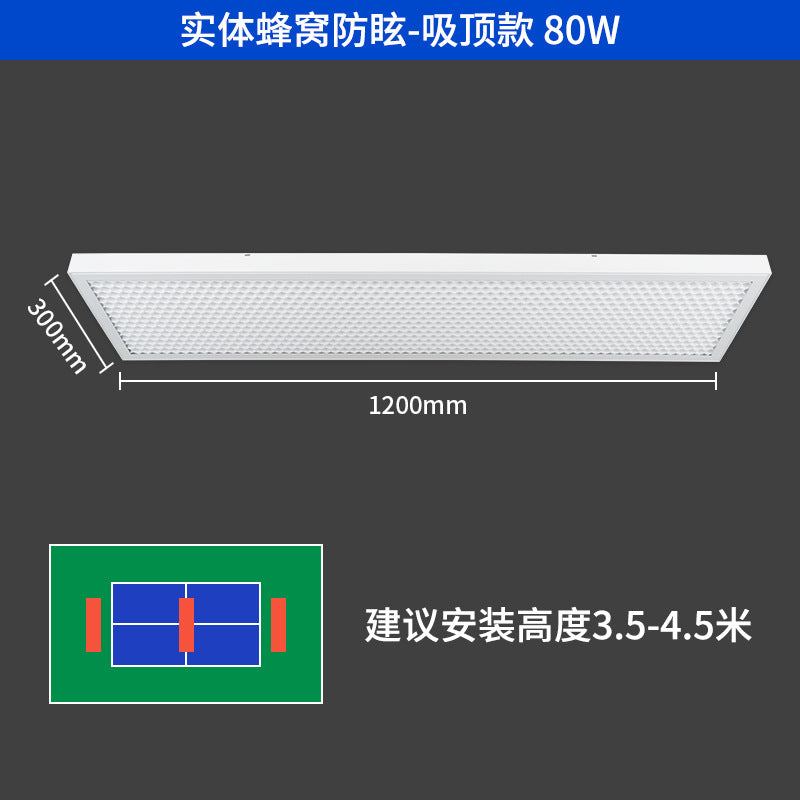 LED乒乓球室灯 防眩目体育馆1200*600吸顶吊装灯室内乒乓球台馆灯