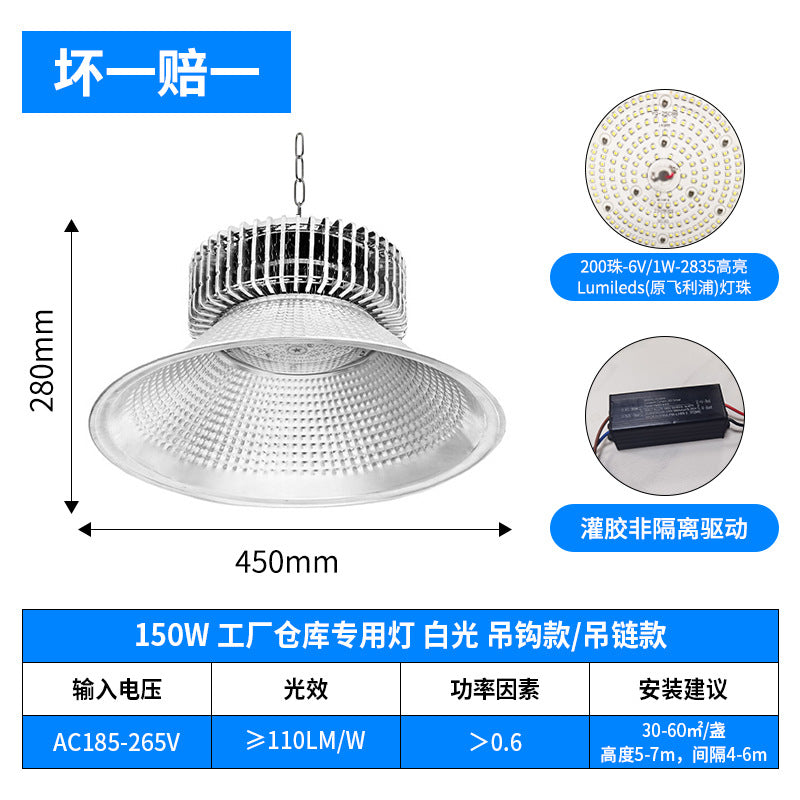 led鳍片工矿灯 高亮150W200W车间厂房照明大功率工厂仓库天棚吊灯