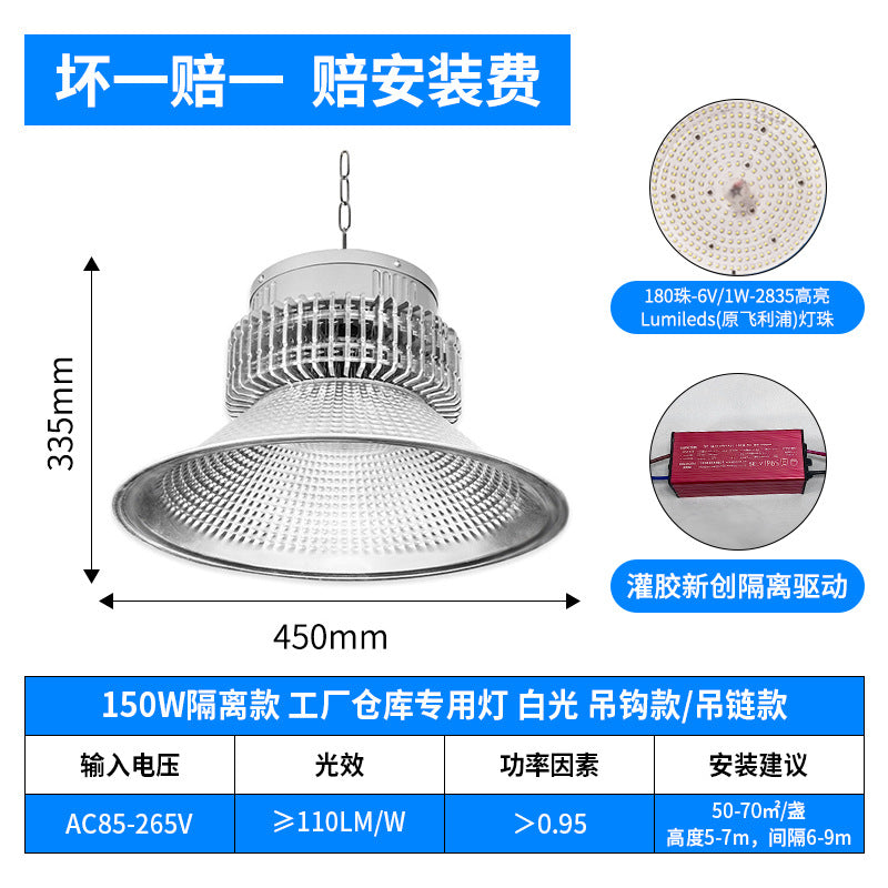 led鳍片工矿灯 高亮150W200W车间厂房照明大功率工厂仓库天棚吊灯