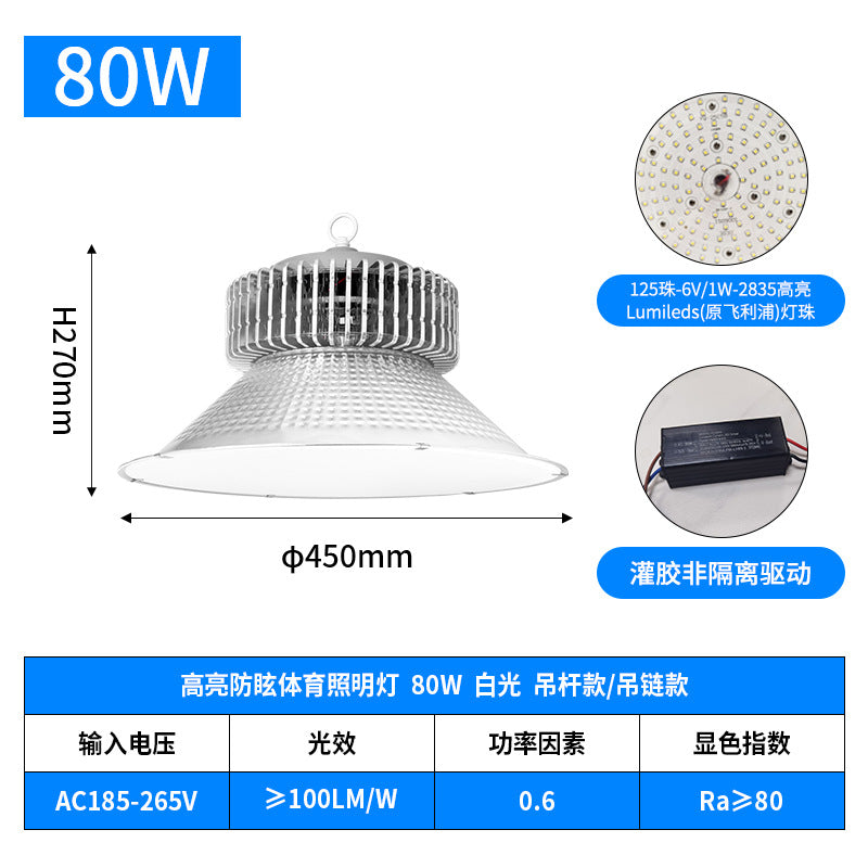 LED防眩目球馆灯 乒乓球羽毛球馆体育照明灯 室内篮球场馆专用灯