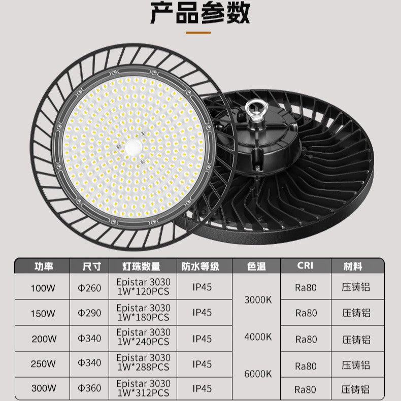 高光效加厚led工矿灯3CC拨码带0-10V调光工业厂房灯ufo感应天棚灯