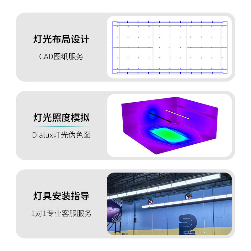 LED单双面羽毛球场用灯蜂窝防眩匹克球场乒乓球场照明专用基础款