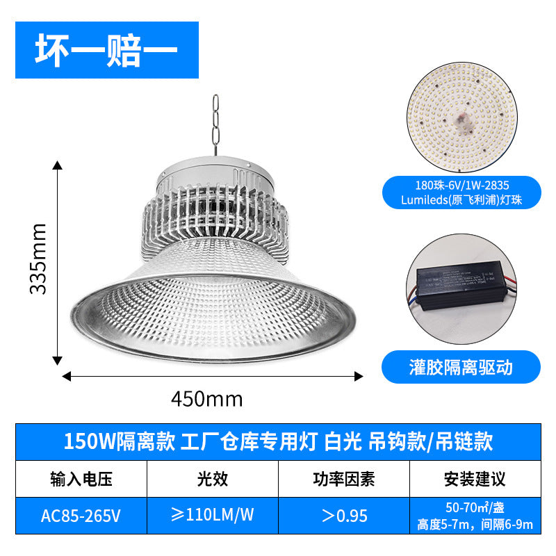 厂房led工矿灯 大功率鳍片工厂车间吊灯 工业仓库天棚工矿灯照明