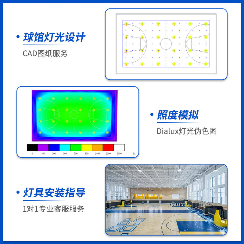 防眩目LED体育馆吊灯 室内90度圆形羽毛球场照明学校篮球馆专用灯