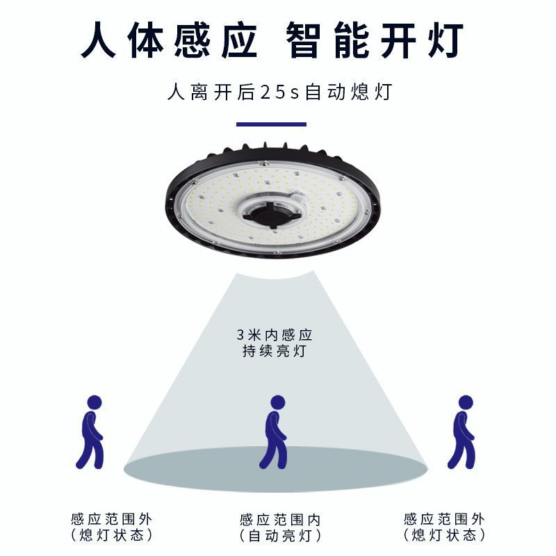 工厂智能感应led工矿灯 UFO工厂灯天棚灯100W车库灯冷库灯