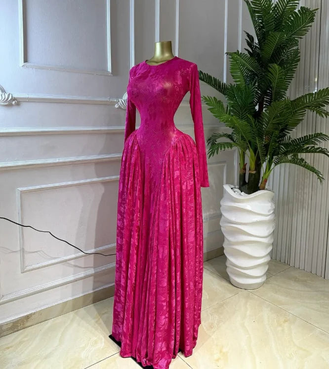 CM.YAYA Women O-neck Long Sleeve Big Swing A-line Maxi Dress 2026 Evening Sexy Parties Education Vacation Long Dresses Vestidos