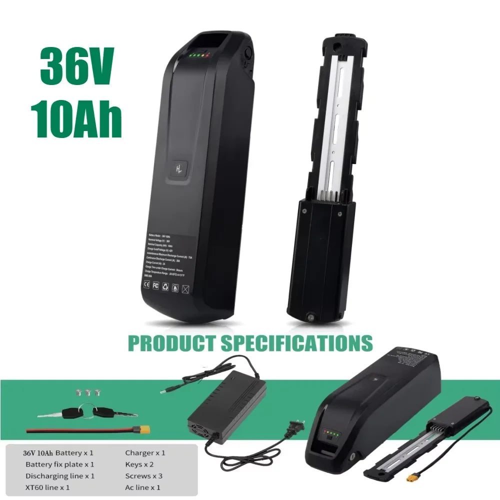 Hailong E-Bike Battery 36V 48V 20000mAh 20Ah Mountain Bicycle 18650 Electric Bateria Pack for Bafang 1500W 1000W 750W 500W