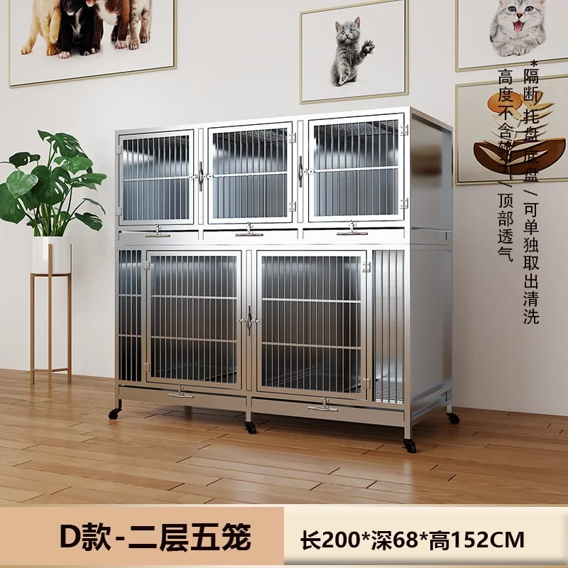 Stainless steel dog cage bold multi-layer pet display cage small dog outdoor display cabinet pet store foster cage