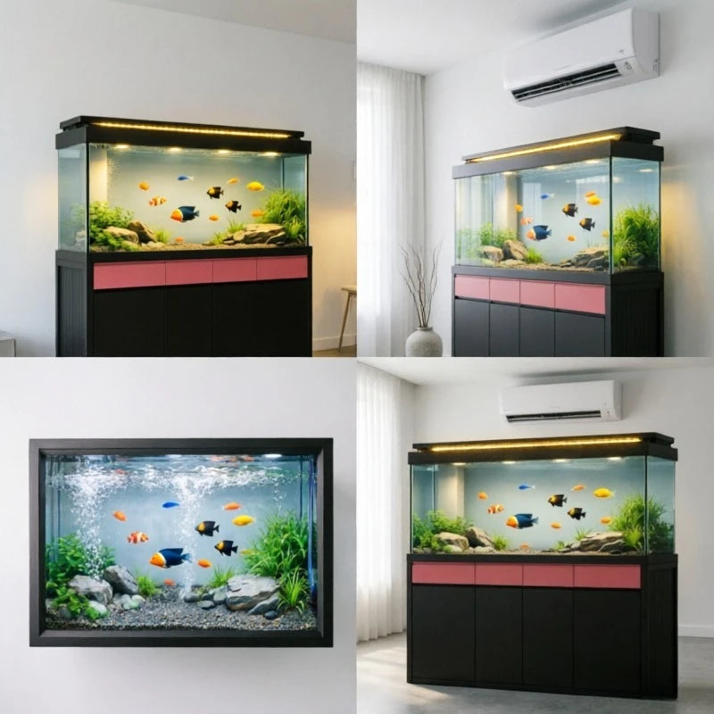 All-in-One AquariumFully Transparent Glass Integrated Freshwater Fish Tank With Built-in Filter And Aluminum Frame Fish TankFish