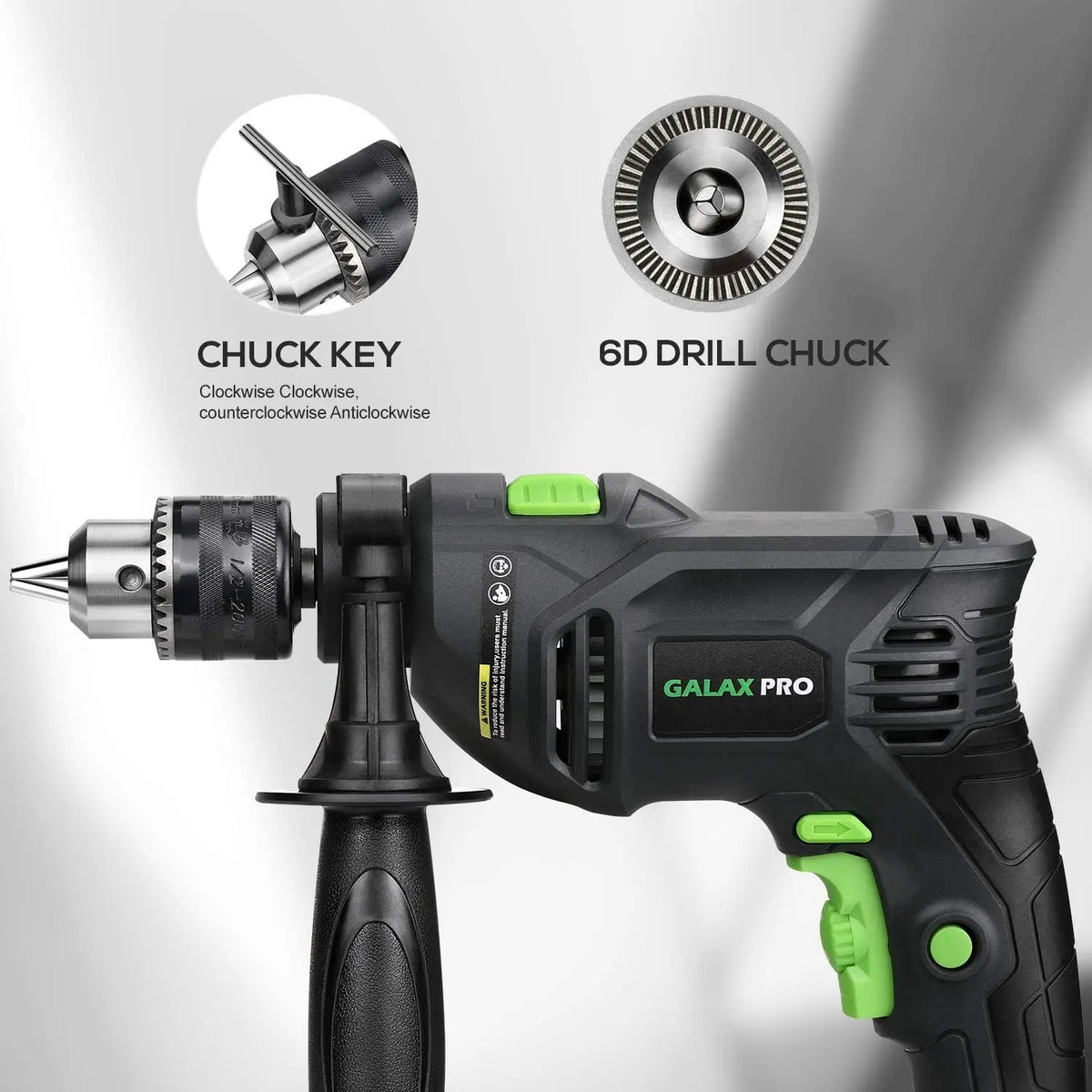 5Amp Hammer Drill with 105 Accessories, Variable Speed 0-3000 RPM, Dual Function, Rotating Handle and Case