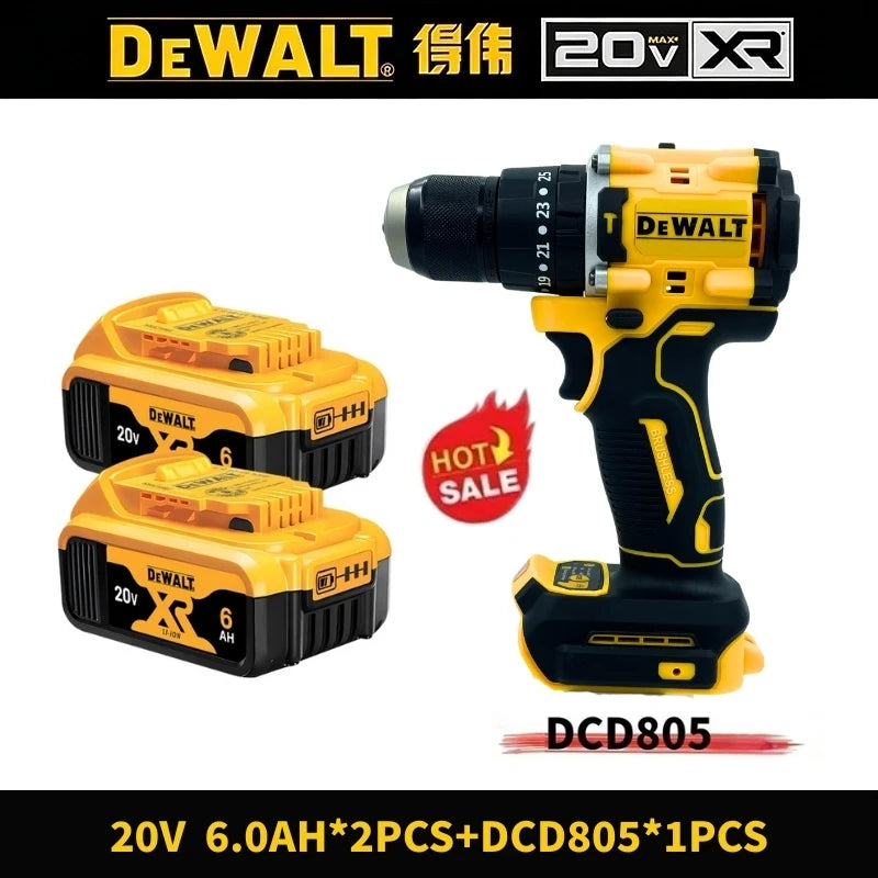 DEWALT DCD805 20V Power Tools, Brushless Impact Drill Cordless Electric Screwdriver, Optional 2Ah 6Ah Lithium Battery Tool Set