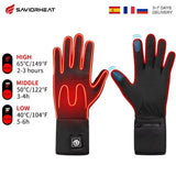 SAVIOR Winter Thermal Heated Gloves For Adult Goatskin Leather Wind Waterproof Rechargeable Battery Warm Hand Ski Gloves 3 Gears