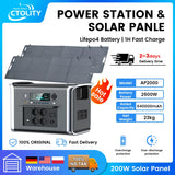 Camping Portable Power Station Solar Generator 1000W 2000W Lifepo4 Battery 220V AC Outlets Power Flexible Solar Panel Equipment