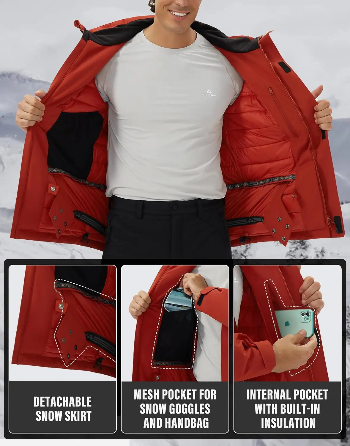 Pioneer Camp Men's Waterproof Ski Jacket Insulated Snowboard Winter Coat