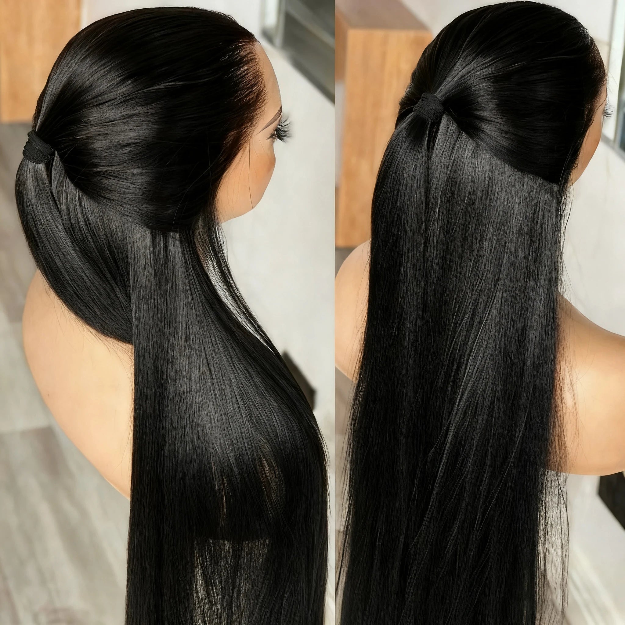 Golden 5x5 Glueless Lace Frontal Wigs Pre Plucked 220%Density Bone Straight 6X6 Closure Lace Front Human Hair Wig 30 34 Inches