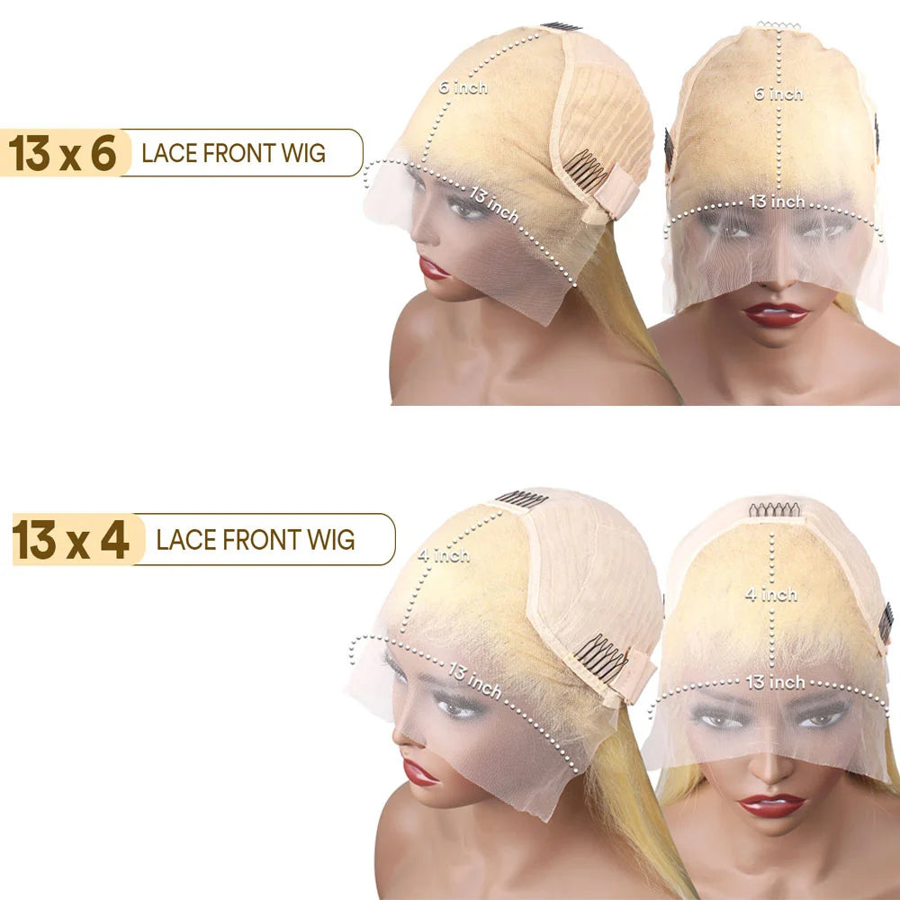 Finros 613 Blonde 13x6 HD Lace Frontal Wig Deep Wave 13x4 Transparent Lace Curly Human Hair Wigs for Women Blonde Water Wave Wig