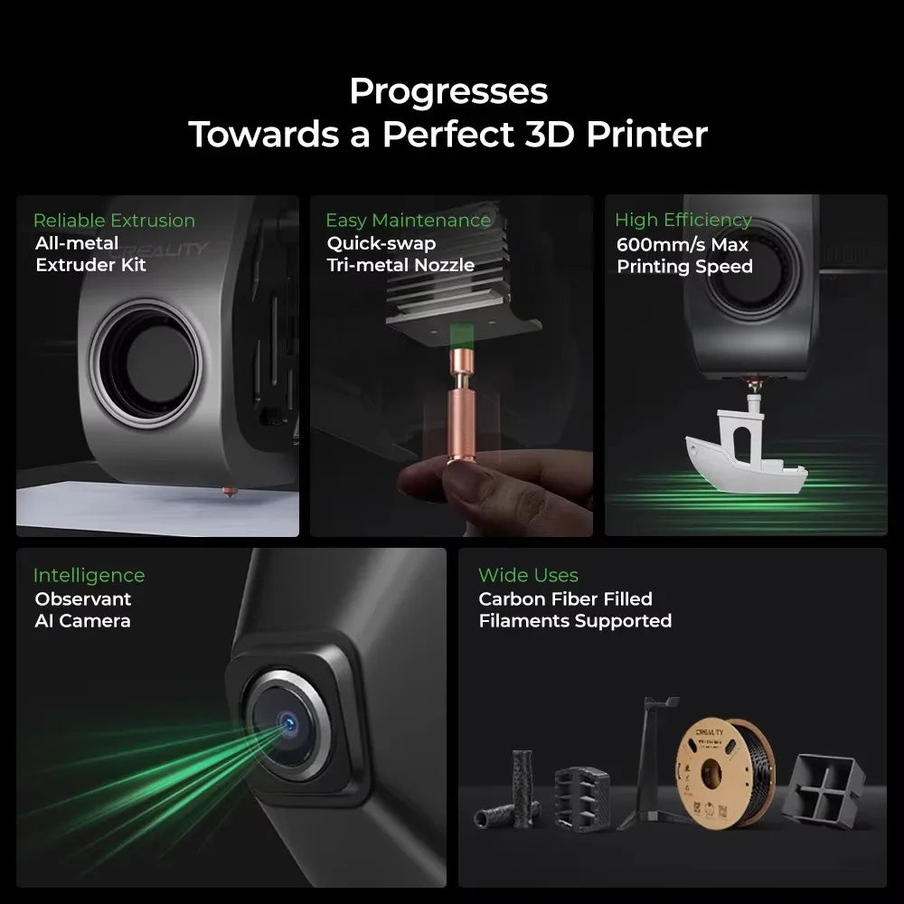 CREALITY K1C 3D Printer 600mm/s Max Printing Speed AI Camera All-Metal Extruder CoreXY Tri-High Speed Print Unicorn Nozzle