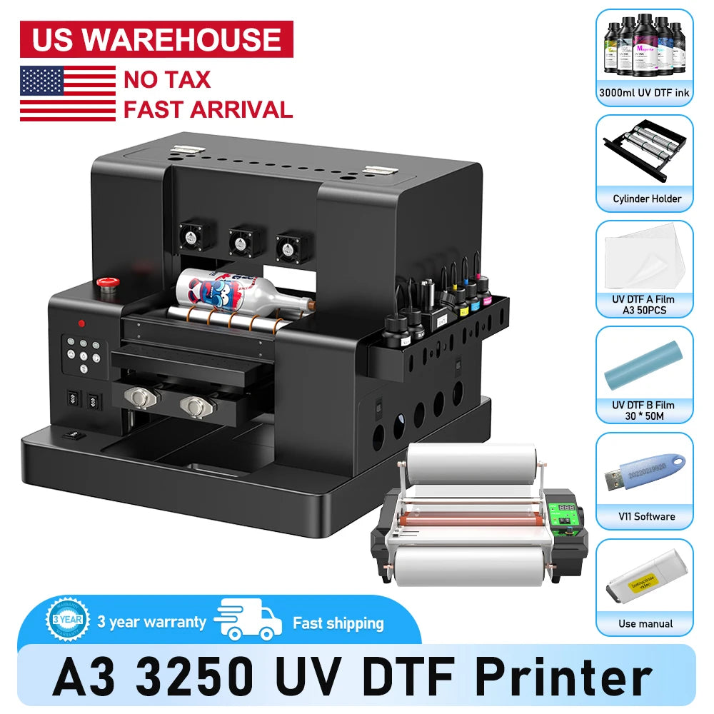 A3 UV DTF Printer for A3/A4 L805 UV Flatbed Printer A4 UV Printer Machine For Varnish Print Metal Acrylic Wood Sticker Printer