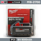 Milwaukee M18 XC 18V 8.0Ah 21700 Lithium Cell High Capacity Battery Rechargeable for 48‑11‑2830 0730‑20 Cordless Power Tools