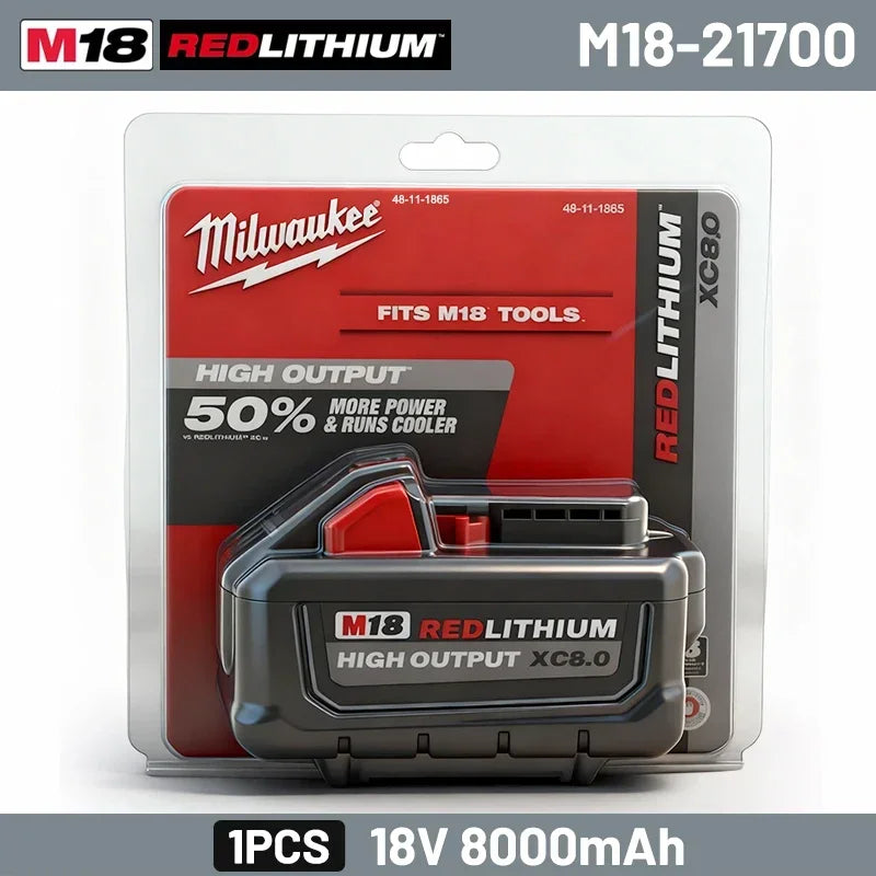 100% Original Milwaukee M18 XC 18V 8.0Ah, for Milwaukee Tools Rechargeable Battery 18V 48-11-2830 0730-20 21700 cell M18 Battery
