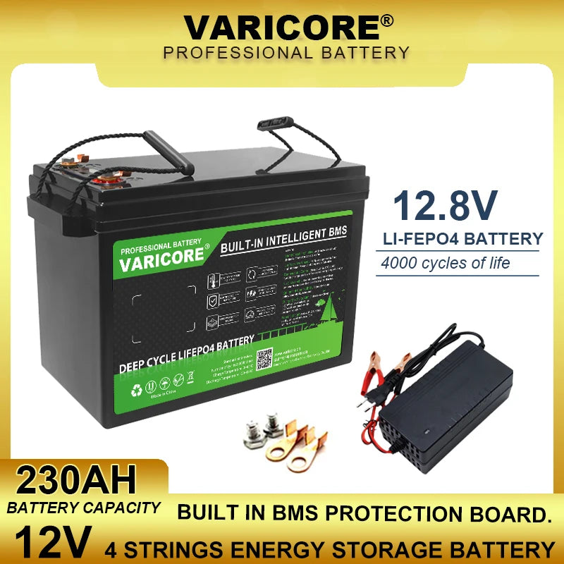 VariCore 12V/24V/36V/48V 360Ah 340Ah 180Ah 100Ah 120Ah LiFePO4 Battery for 4s 8s 10s 16s Solar Touring Car Golf Cart Duty-free