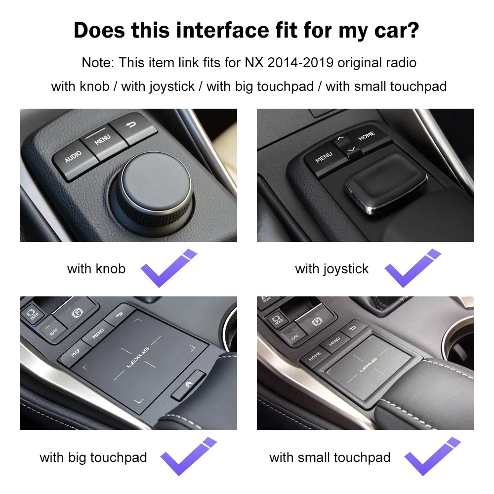 Road Top Android Auto Wireless Carplay for Lexus NX 2014-2019 Support Map Music Youtube Bluetooth Camera Function