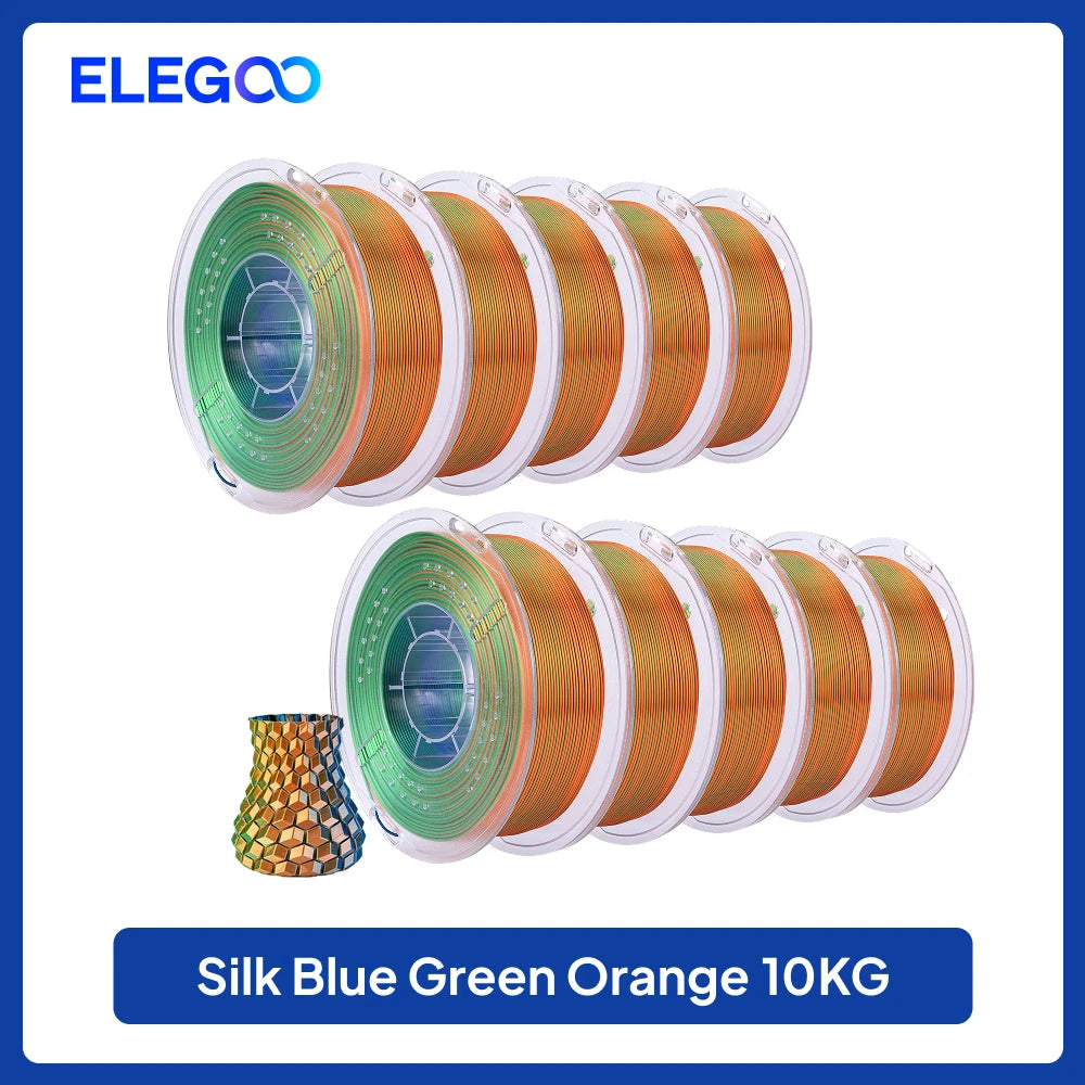 ELEGOO 5KG/10KG 1.75mm Silk PLA Filament,3D Printer Filament 1kg Gold Silver Fits for Most FDM 3D Printers