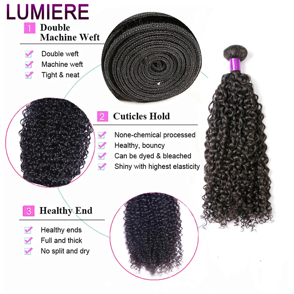 30 40” Kinky Curly Bundles Real Human Hair Brazilian Hair Weave Bundles 1/3/4 PCS Human Hair Bundles Virgin Raw Hair Extensions