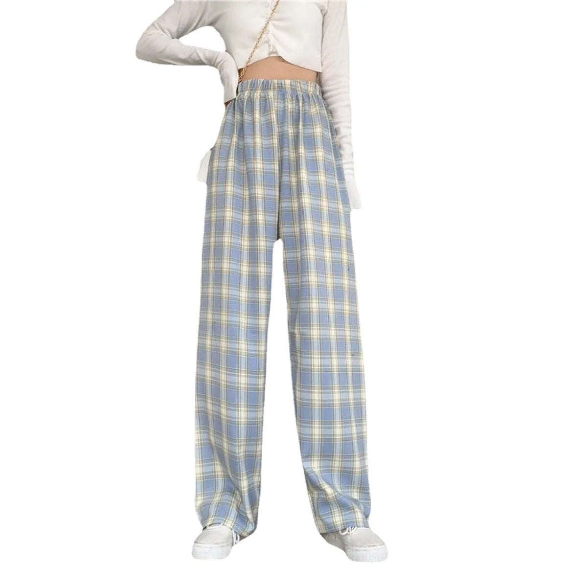 Ins Trendy Korean Style Women Ice Silk Straight Pants, Spring Autumn New Draped Slim All-Match Student Commute Trousers
