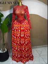 CM.YAYA Women leaf Print patchwork smock Midi A-line Long Maxi Dress 2026 Elegant Evening Birthday Party Dresses Trendy Vestidos