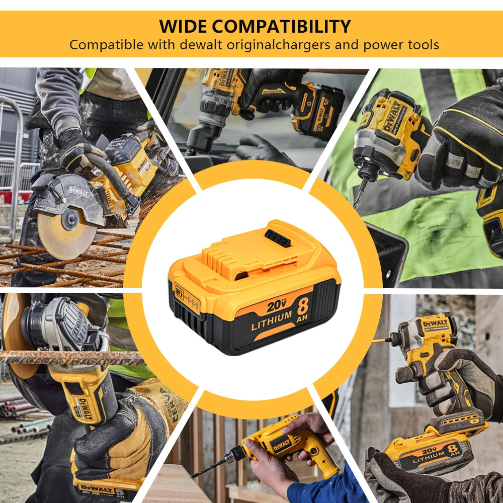 20V MAX 8Ah Battery Pack Compatible with DeWalt DCB200 DCB204 DCB205 DCB206, Lithium Ion Replacement Battery for Cordless Power Tools, 4-Pack