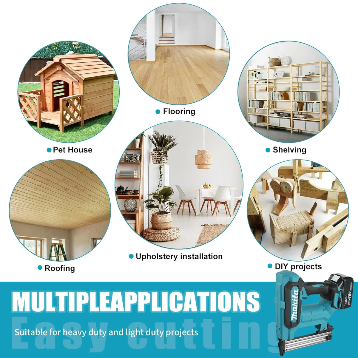 Makita 18V Lithium-Ion New Cordless Nail Gun, 6.0Ah Battery, 100-Nail Capacity, Ideal for Flooring, Shelving & DIY Wood Projects
