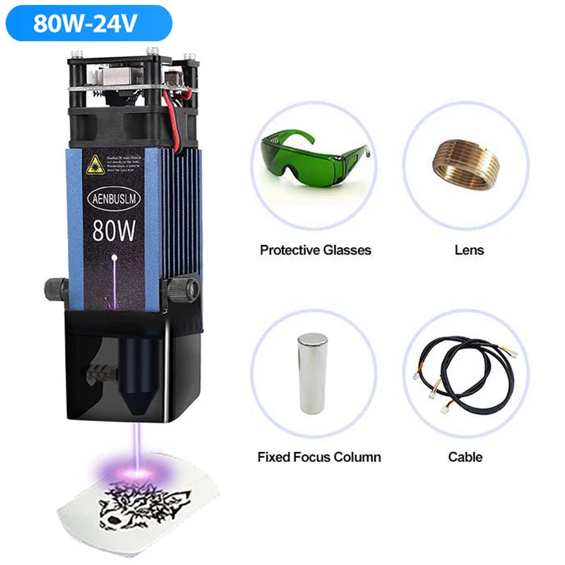 AENBUSLM 40W 80W Laser Module 450nm TTL/ PWM Laser Head Blue Laser for CNC Laser Engraving Cutting Machine Wood Working DIY Tool