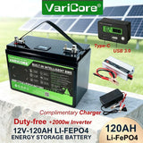 12V 120ah 160Ah 180ah LiFePO4 Battery Outdoors Touring Car Multifunctional USB3.0 Output for Travel Solar Panels 14.6v Charger