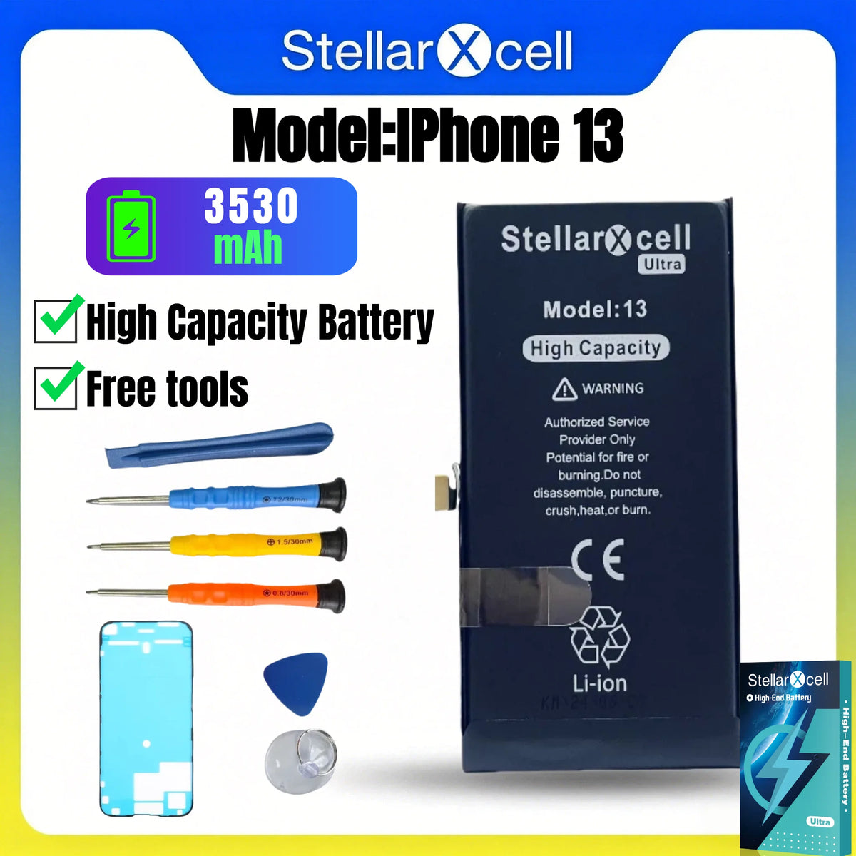 High Cpacity Cell + 7037 TI Ultra Battery Replacement for iPhone StellarXcell11 13mini 15 IP14 Pro Max 12 16 16pro 16promax