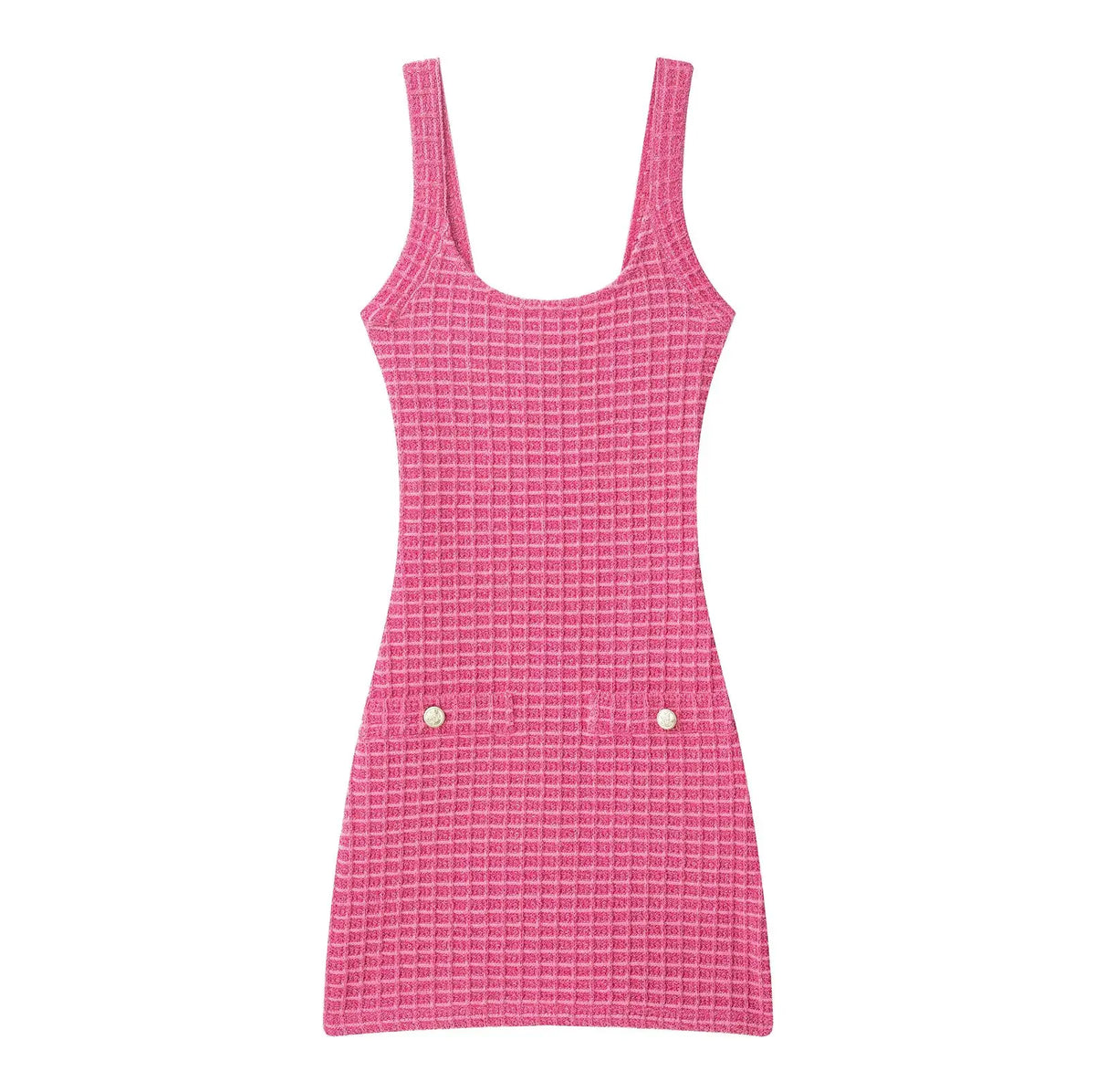 Ele ort Knitted Dr Women's Elastied Knit with Button Strap Vest Sle Casual Spring Summer Autumn Polyester Fabric