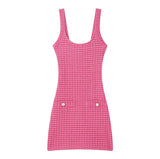 Ele ort Knitted Dr Women's Elastied Knit with Button Strap Vest Sle Casual Spring Summer Autumn Polyester Fabric
