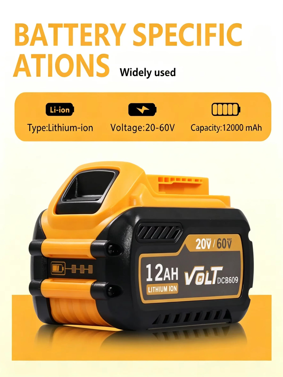 12Ah 20V/60V MAX Replacement Battery Compatible with DEWALT DCB612 DCB606 DCB609 FLEXVOLT Power Tools