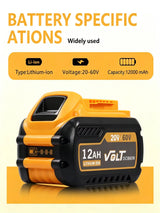12Ah 20V/60V MAX Replacement Battery Compatible with DEWALT DCB612 DCB606 DCB609 FLEXVOLT Power Tools