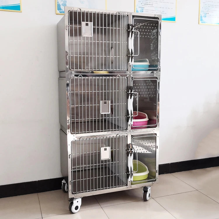 Cat Boarding Cages for Pet Grooming Salon Pet Hospital Stainless Steel Veterinary Cage