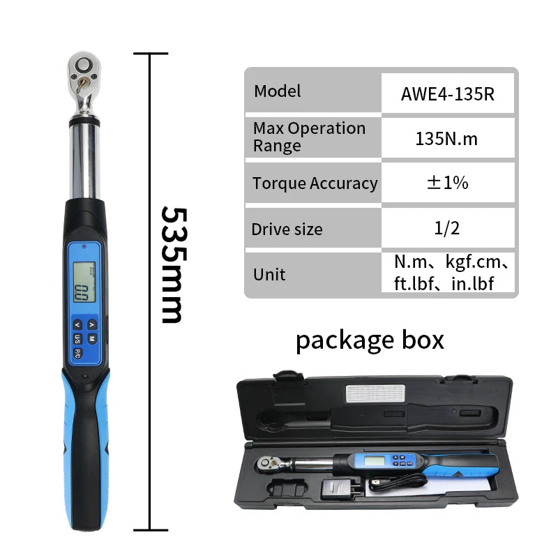 Shahe 1/2''Digital Torque Wrench Electronic Set with Buzzer & LED Adjustable Electronic Torque Wrenches Car Repairing Tool