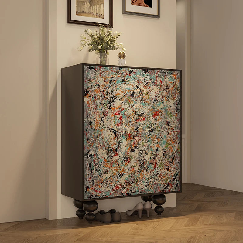 Modern simple household door-to-door solid wood storage shoe cabinet